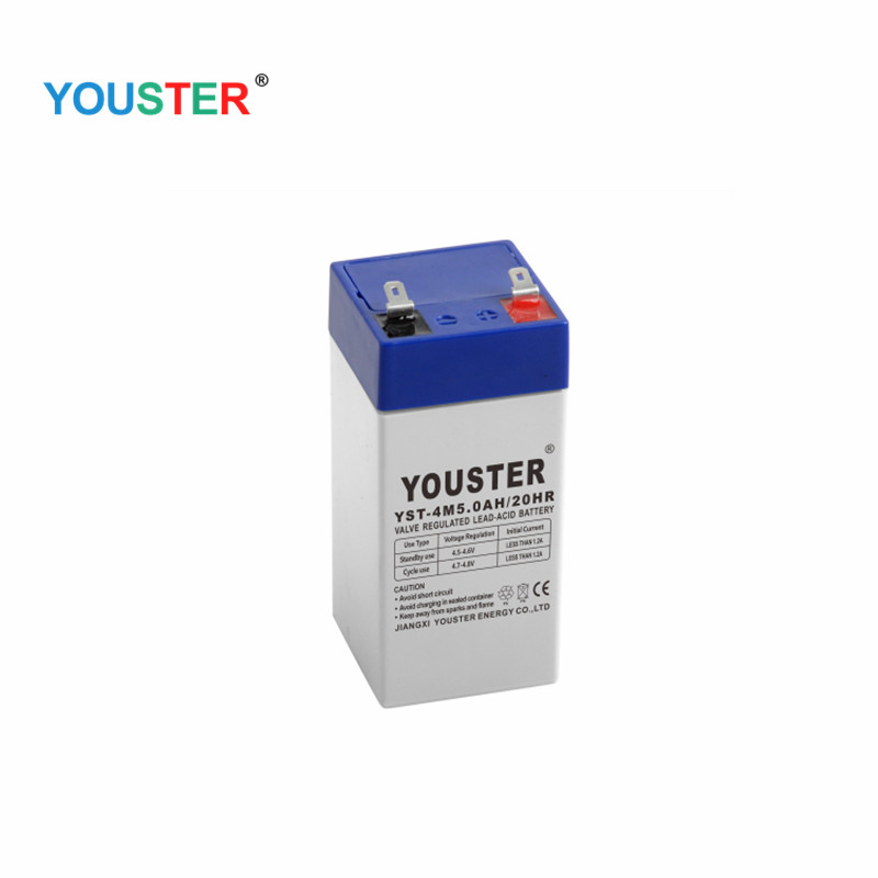 Youster Batería de plomo de plomo pequeño recargable 4V 5AH 20hr para luz de emergencia/Sistema de alarma